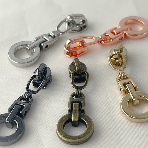 Size #3 - Circle Zipper Pulls for Nylon Coil Zippers - Non-Locking Zipper Pulls - 5 Pack