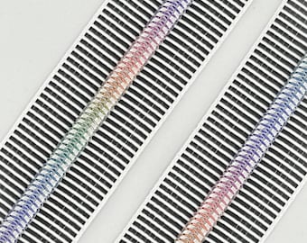 Black and White Striped with Rainbow Nylon Coils | Size #5 | Zipper by the Yard