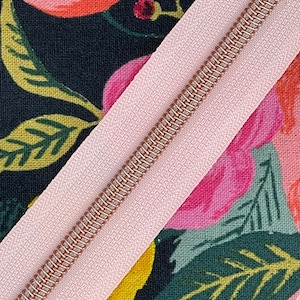 Pink Zipper Tape with Rose Gold Nylon Coils | Size #5