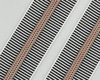 Zebra Zipper - Size #5 - Rose Gold Nylon Coils - Zipper by the yard - Striped Zipper Tape