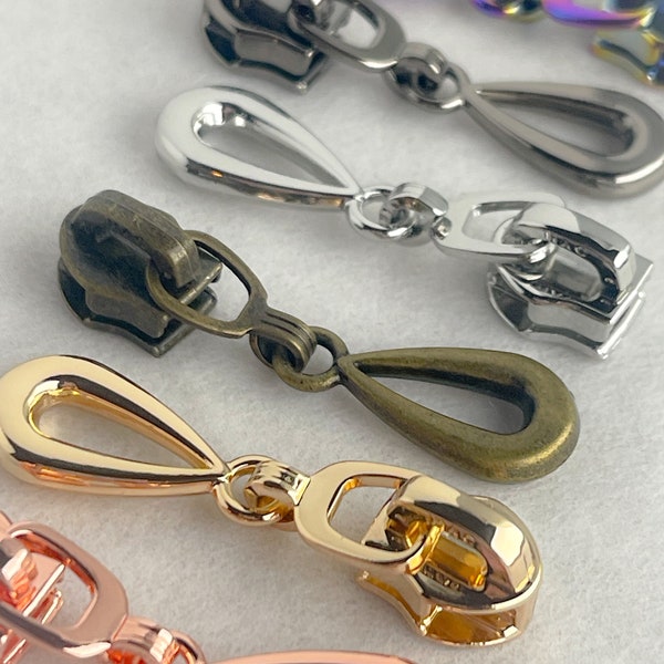 Teardrop #5 Metal Zipper Pulls, Pack of 5