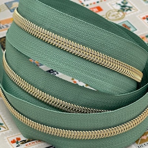 Pistachio | Green | Zipper Tape with Gold Nylon Coil | Size #5