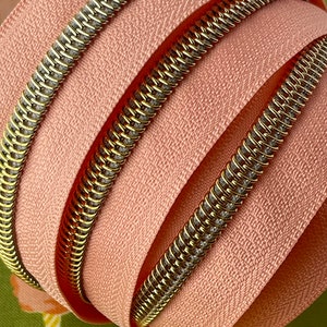Peach Zipper Tape with Gold Nylon Coils | Size #5 | Zipper by the Yard