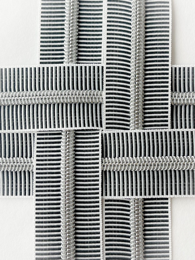 Ruban adhésif pour fermeture éclair zébré Taille 5 Bobines de nylon argenté Ruban adhésif pour fermeture à glissière rayé Fermeture à glissière par mètre image 3