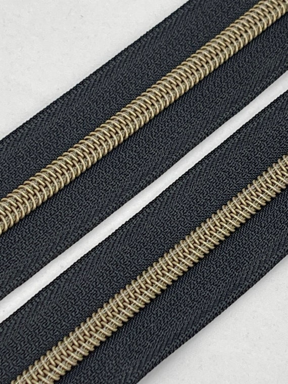 Black - #5 Bronze Nylon Coil Zipper Tape