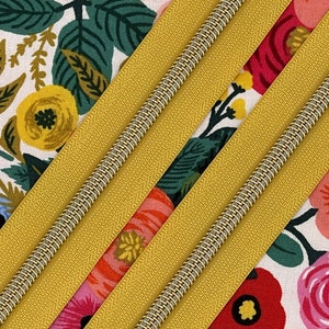 Yellow Zipper Tape with Gold Nylon Coils | Size #5 | Zipper by the Yard