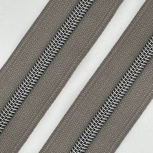 Charcoal Gray Zipper Tape with Gunmetal Nylon Coils | Size #5 | Zipper by the Yard