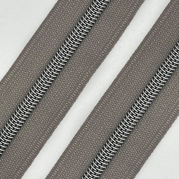 Charcoal Gray Zipper Tape with Gunmetal Nylon Coil (Size #5) - Zipper by the Yard