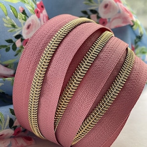 Blossom Zipper Tape with Gold Nylon Coils | Size #5 | Zipper by the Yard