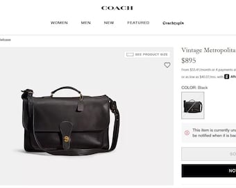 Vintage Coach Metropolitan Briefcase Black 1990s - Etsy