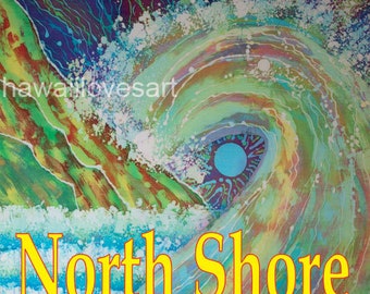 North Shore Hawaii surf poster Waimea Sunset Beach canvas giclee