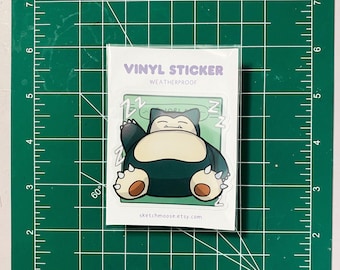 Adesivo Snorlax / Poke / Resistente alle intemperie / Laminato lucido / Arte Kawaii