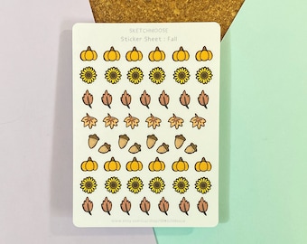 FALL STICKER SHEET | Fall Vibes Planner Stickers | Bullet Journal | Bujo |