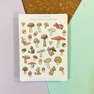 FEUILLE D'AUTOCOLLANTS CHAMPIGNONS | Stickers pour agenda champignons d'automne | Bullet Journal | Bujo |