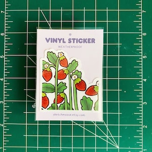 Sticker fraisier | Preuve des intempéries | Stratifié brillant | plantes | fleur