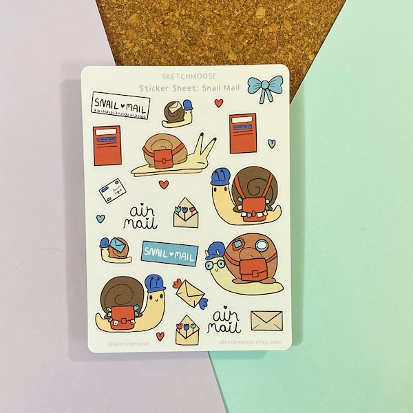 Snail Mail STICKER SHEET | Post Crossing | Bullet Journal | Bujo | postal stickers