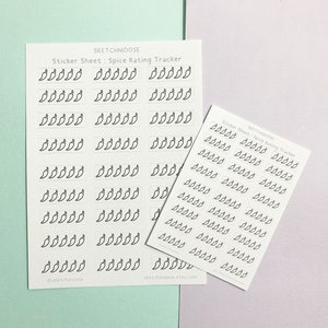 FOGLIO ADESIVO Spice Rating / Adesivi per planner estetici / Bullet Journal / Bujo / Bookish / Diario di lettura