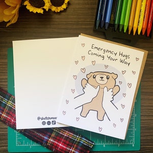 Carte de vœux Hugs | Cadeau d’ami | Carte d’illustration | Carte d’anniversaire | Offrez des soins | Guérir