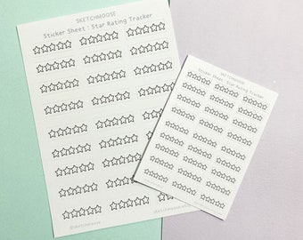 Star Rating STICKER SHEET | Black and White | Aesthetic Planner Stickers | Bullet Journal | Bujo | Reading Journal
