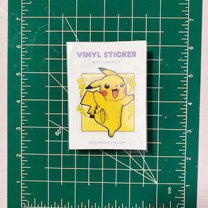 autocollant Pikachu | Poke | Preuve des intempéries | Stratifié brillant | Art kawaii