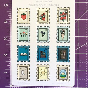 Stamps STICKER SHEET | Floral | Aesthetic Planner Stickers | Bullet ...