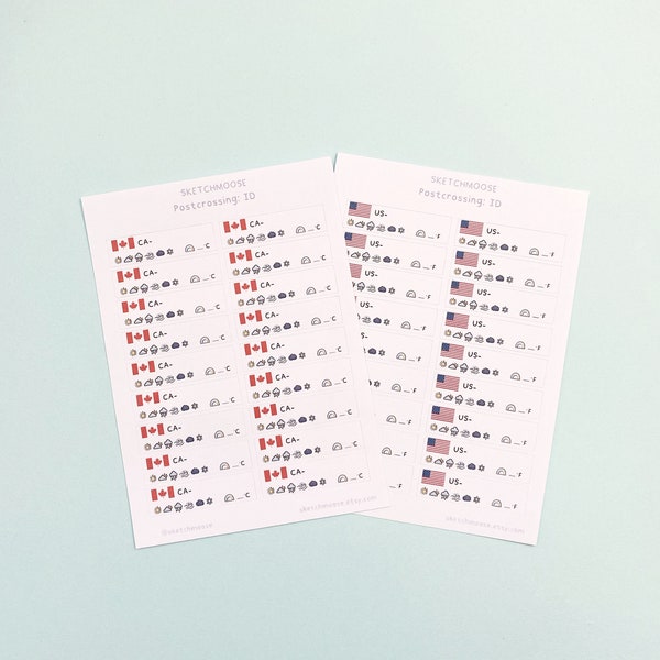 POSTCROSSING Id Country STICKER SHEET | Happy Mail | Postcard decor | snailmail stickers