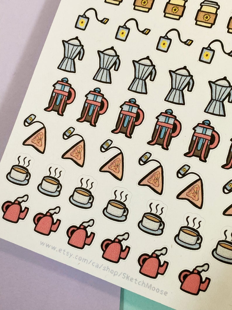 Coffee and Tea STICKER SHEET | Planner Stickers | Bullet Journal | Bujo ...
