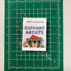 Sticker artiste de soutien | Ours | Preuve des intempéries | Stratifié brillant | Art kawaii