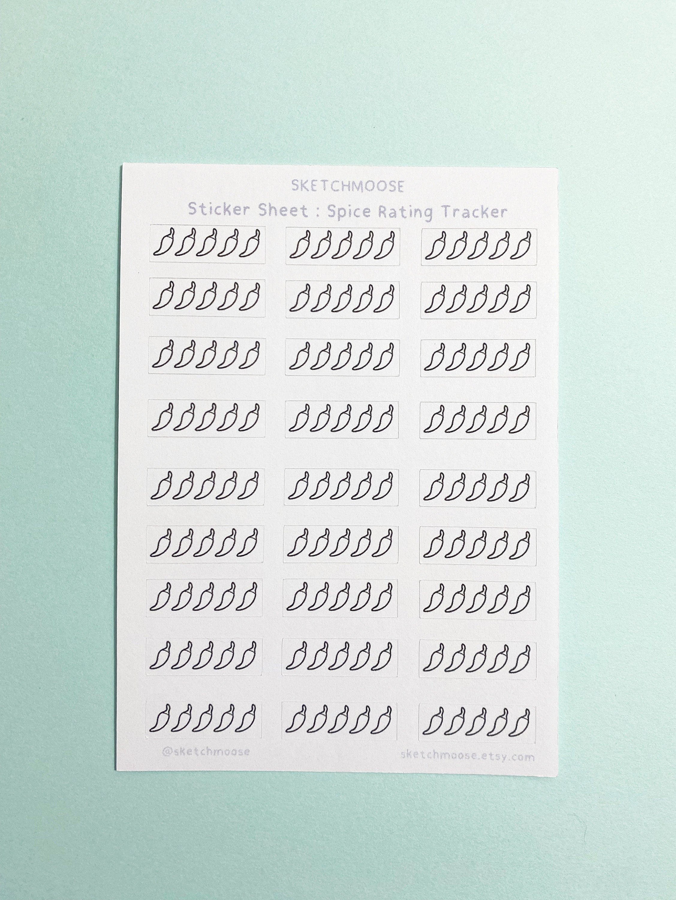 Postrating Sticker Spice Rating STICKER SHEET | Black and White | Aesthetic Planner ...