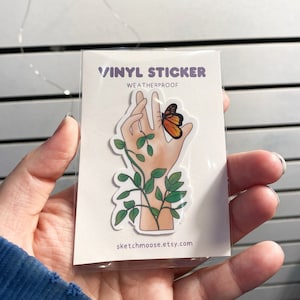 Sticker floral main | Preuve des intempéries | Stratifié brillant | plantes | fleur