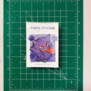 Sticker Gengar | Poke | Preuve des intempéries | Stratifié brillant | Art kawaii
