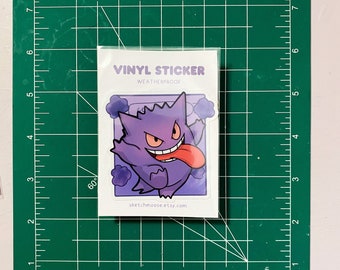 Adesivo Gengar / Resistente alle intemperie / Laminato lucido / Arte kawaii
