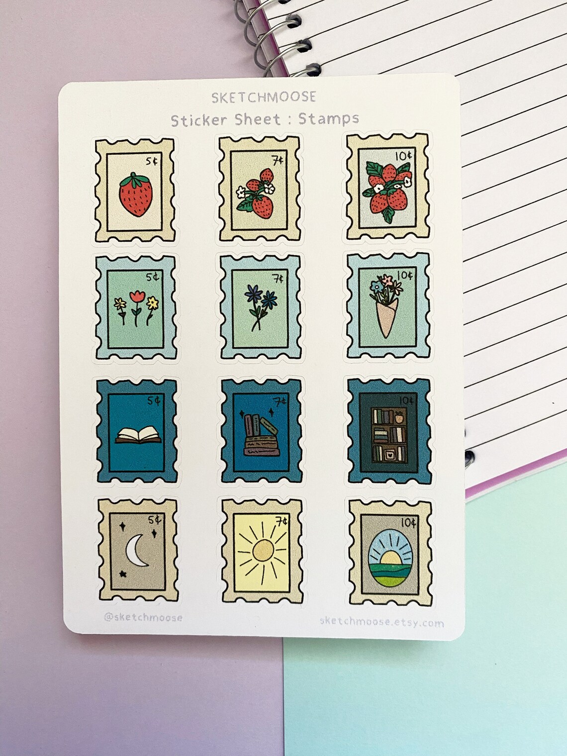 Stamps STICKER SHEET | Floral | Aesthetic Planner Stickers | Bullet ...