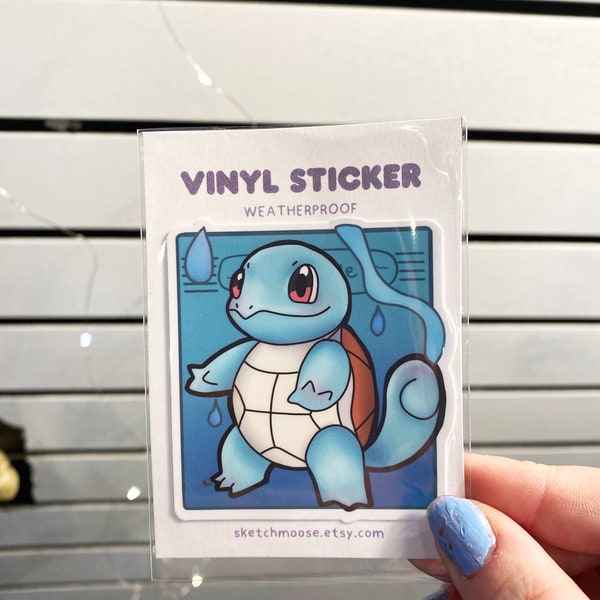 Squirtle Sticker | Poke | Weather Proof | Glossy Laminate | Kawaii art