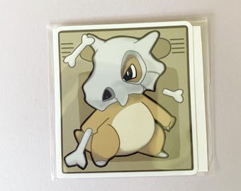 Pegatina de Cubone / Poke / Resistente a la intemperie / Laminado brillante / Arte kawaii