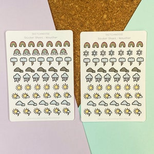 FEUILLE D'AUTOCOLLANTS MÉTÉO | Stickers pour agenda | Bullet Journal | Bujo |