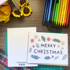 Carte de vœux de Noël joyeux | Cadeau d’ami | Carte d’illustration | Carte d’anniversaire | Offrez des soins | Noël