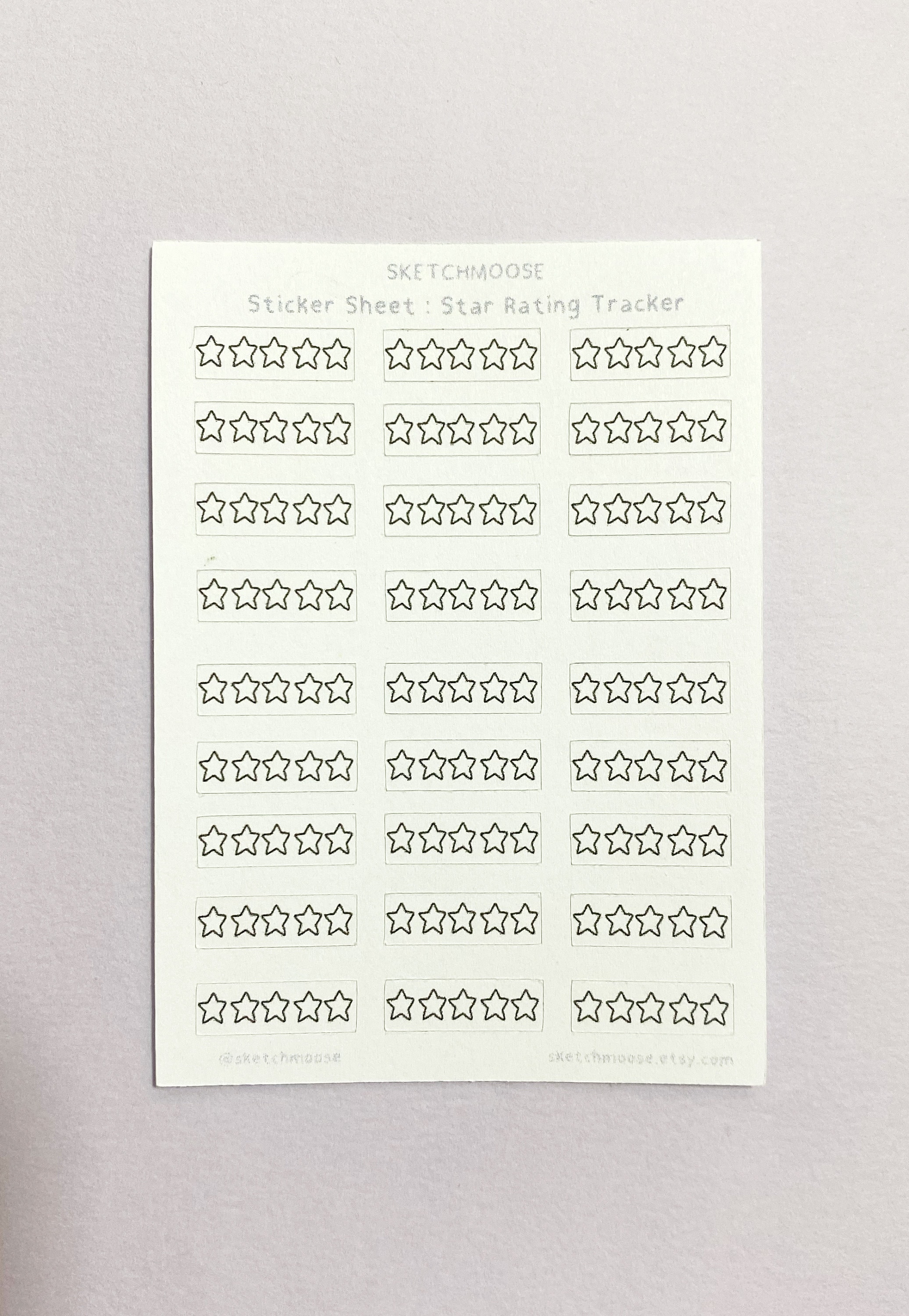 Postrating Sticker Star Rating STICKER SHEET | Black and White | Aesthetic Planner ...