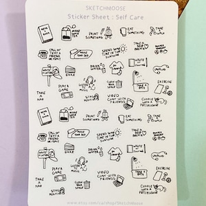 Self Care STICKER SHEET | Aesthetic Planner Stickers | Bullet Journal ...