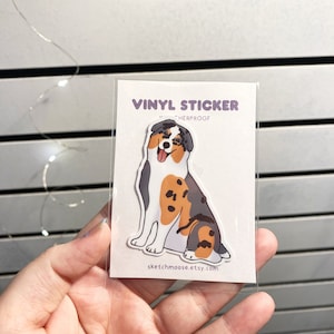 Sticker berger australien moucheté | Preuve des intempéries | Stratifié brillant | Animal de compagnie | autocollant chien | Australien