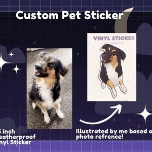 Sticker personnalisé pour animal de compagnie | Preuve des intempéries | Stratifié brillant | Animal de compagnie | Chien | Chat | Lapin | Hamster | Illustré