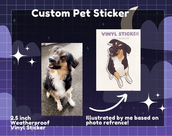 Custom Pet Sticker | Weather Proof | Glossy Laminate | Pet | Dog  | Cat | Bunny | Hamster | Illustrated