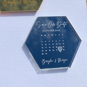 Save The Date Acrylic Magnets Custom Personalized / Calendar - Magnet Only, No Print or Physical Paper Item Included, Mirror Save The Date