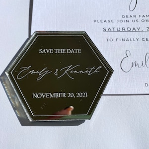 Save The Date Acrylic Magnets Custom Personalized / Border - Magnet Only, No Print or Physical Paper Item Included, Modern Save The Date