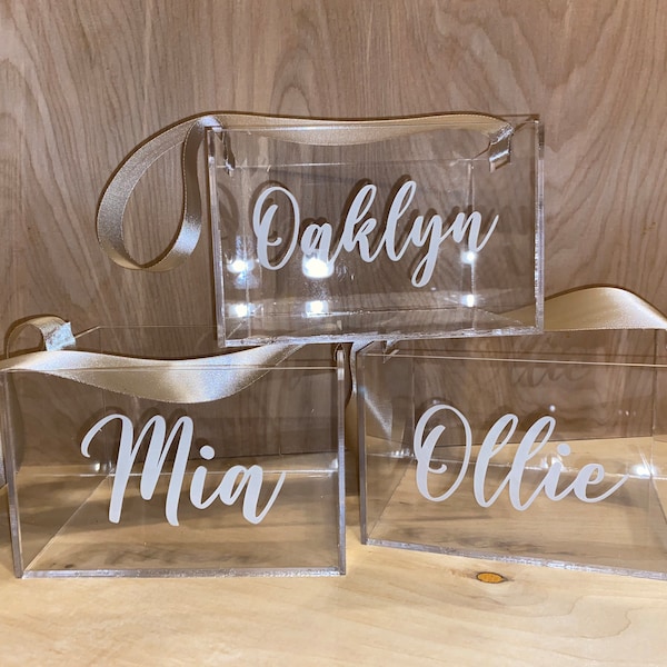 Clear Modern Easter Acrylic Girl / Boy Gift Basket Box Customized Name