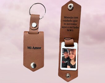 Leder gravierte Foto Keychain, gravierte benutzerdefinierte Keychain