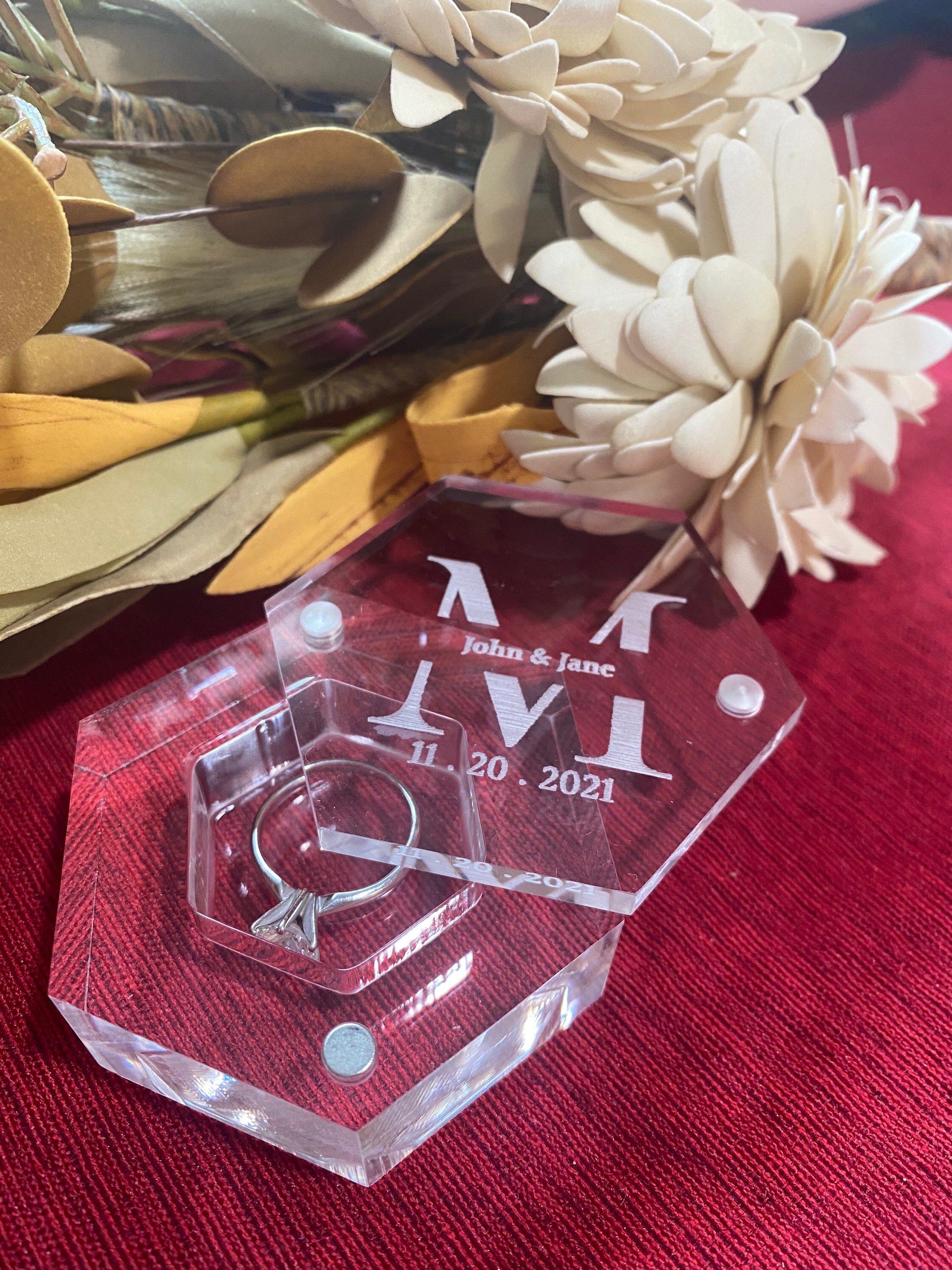 Clear Acrylic Wedding Ring Box Ring Holder Wedding Gift Etsy