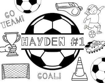 Soccer Coloring Page Edit Name