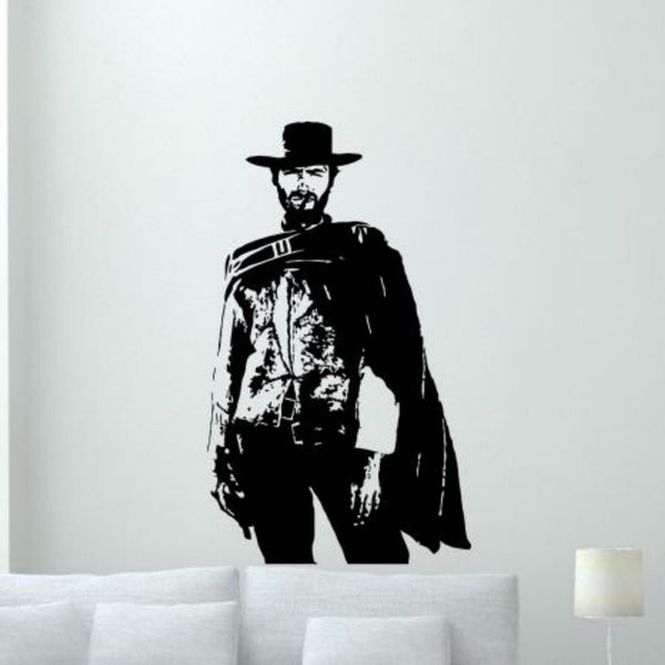 Clint Eastwood Wall Calcomanía de vinilo Pegatina Cowboy Calcomanías Pared Occidental Decoración Cine Regalo Teatro Pared Arte Salvaje Oeste Cartel cartel 1360