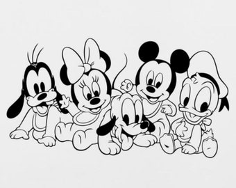 Disney Pared Calcomania Bebe Pared Pegatinas Mickey Minnie Etsy Mexico